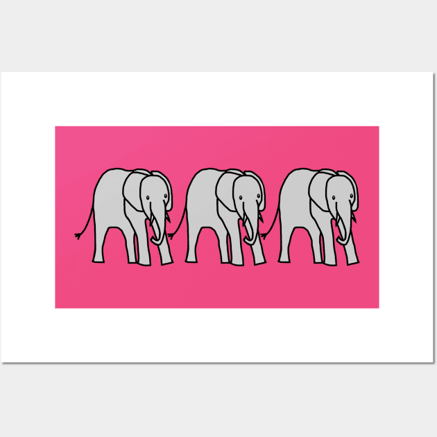 Three Baby Elephants Wall Art by ellenhenryart